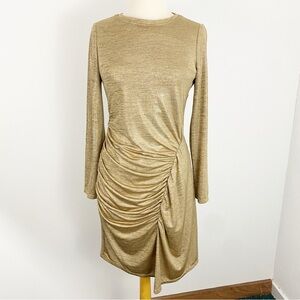 Ralph Lauren size 6 Gold Long Sleeve Midi Dress EUC
